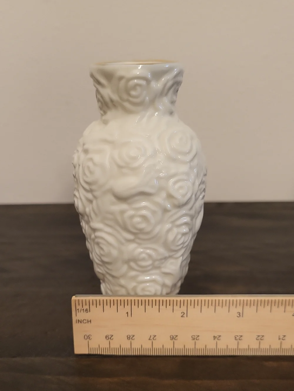 Vintage International Silver Co. Porcelain  Embossed Rose Bud Vase